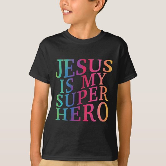 Junge Jesus ist mein Superheld Christlicher Gott S T-Shirt (Vorderseite)