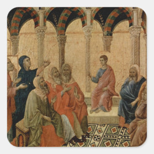 Junge Jesus lehrt im Tempel Quadratischer Aufkleber