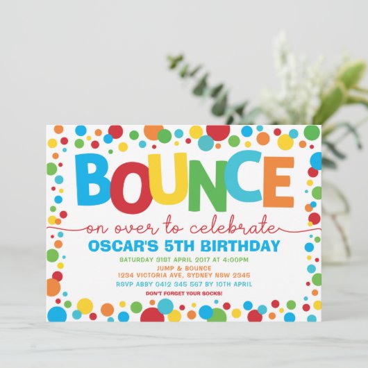 Junge Jump Birthday Bounce House Trampolin Party Einladung (Stehend Vorderseite)
