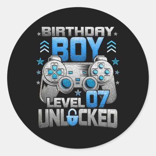 Junge Junge der Stufe 7 Entsperrtes Videospiel-Par Runder Aufkleber (Vorderseite)
