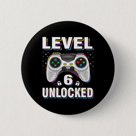 Junge Junge Junge Stufe 6 Entsperrter Video-Gamer Button (Vorderseite)