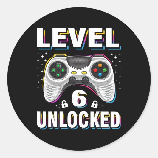 Junge Junge Junge Stufe 6 Entsperrter Video-Gamer  Runder Aufkleber (Vorderseite)