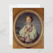 Junge Junge mit einem Korb aus Blume Postkarte (Vorne/Hinten)