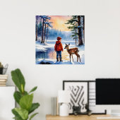 Junge Junge mit Hirsch Poster (Heimbüro)