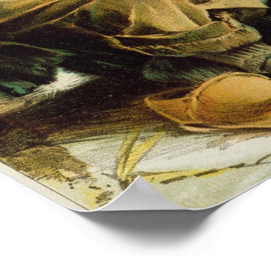 Junge Junge mit Vögeln im Schnee Poster (Ecke)