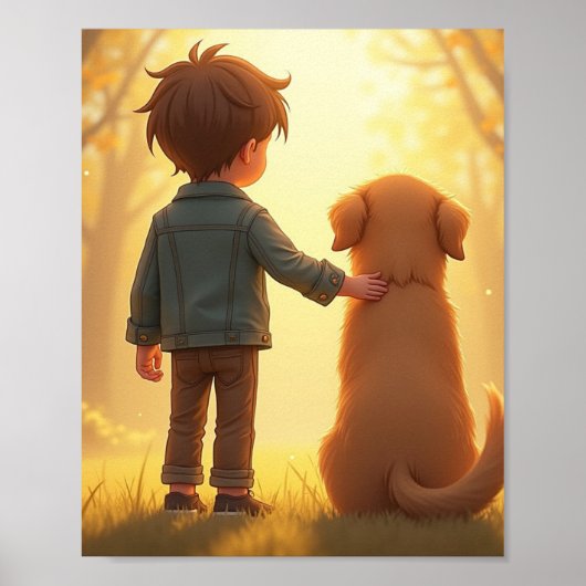 Junge Junge und sein Hund Poster (Vorne)