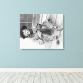 Junge Junge verkleidet als Cowboy mit Spielzeug Leinwanddruck (Insitu (Holzboden))