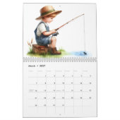 Junge Jungen fischen 12-monatige Mauer 2026 Kalender (Mär 2027)