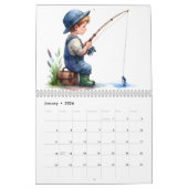 Junge Jungen fischen 2025 12-monatige Mauer Kalender (Jan 2026)
