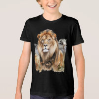 Junge Jungen Löwen T - Shirt in Schwarz.