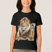 Junge Jungen Löwen T - Shirt in Schwarz. (Vorderseite)