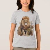 Junge Jungen Löwen T - Shirt. Tri-Blend Shirt (Vorderseite)