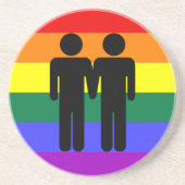 Junge + Jungen-Regenbogen-Untersetzer Sandstein Untersetzer (Vorne)