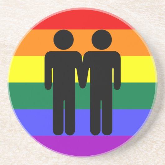 Junge + Jungen-Regenbogen-Untersetzer Sandstein Untersetzer (Vorne)