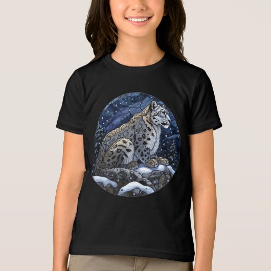 Junge Jungen schnee Leoparden schwarzen T - Shirt. Tri-Blend Shirt (Vorderseite)