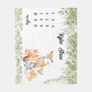 Junge Jungle Tiere individuell auf den Monat Babym Fleecedecke