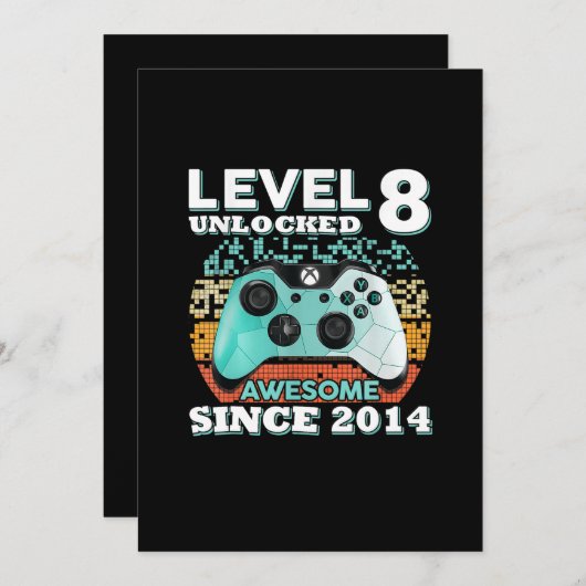 Junge Jungs, Jungs, Stufe 8 Unverriegelter Gamer Einladung (Vorne/Hinten)