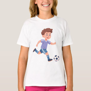 Junge kickt Fußball – Kinder Fußball Kunst Design T-Shirt