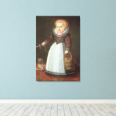 Junge Kinder mit einem Hund Leinwanddruck (Insitu (Holzboden))