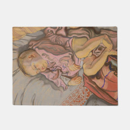 Junge Kinder schlafen auf einem Kissen Fußmatte