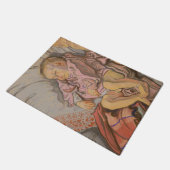 Junge Kinder schlafen auf einem Kissen Fußmatte (Schrägansicht)