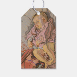 Junge Kinder schlafen auf einem Kissen Geschenkanhänger