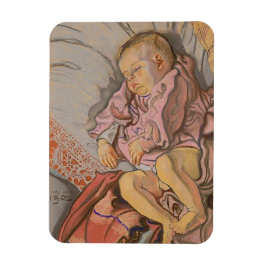 Junge Kinder schlafen auf einem Kissen Magnet (Vertikal)