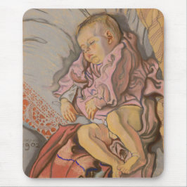 Junge Kinder schlafen auf einem Kissen Mousepad