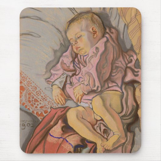 Junge Kinder schlafen auf einem Kissen Mousepad (Vorne)