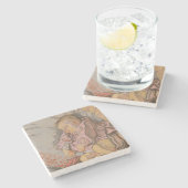 Junge Kinder schlafen auf einem Kissen Steinuntersetzer (Seitenansicht)