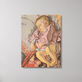 Junge Kinder schlafen auf einem Kissen (von Wyspia Leinwanddruck