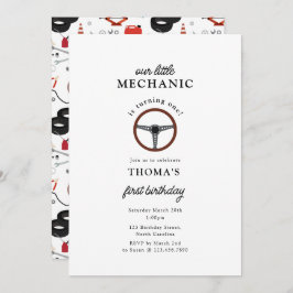 Junge Kindergeburtstag für Fahrzeugmechanik Einladung