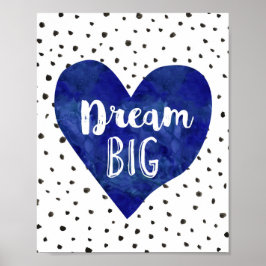 Junge Kinderzimmer Decke Watercolor Navy Blue Hear Poster