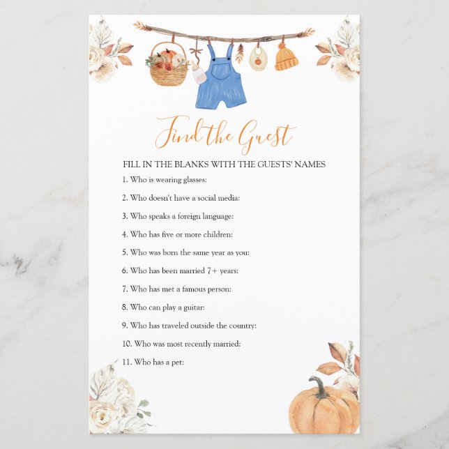 Junge Kleidung Pumpkin Baby Dusche finden Sie die  (Vorderseite)