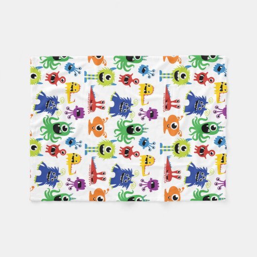 Junge Kleine Monster Niedliche Kids, farbiges Must Fleecedecke (Vorderseite (Horizontal))