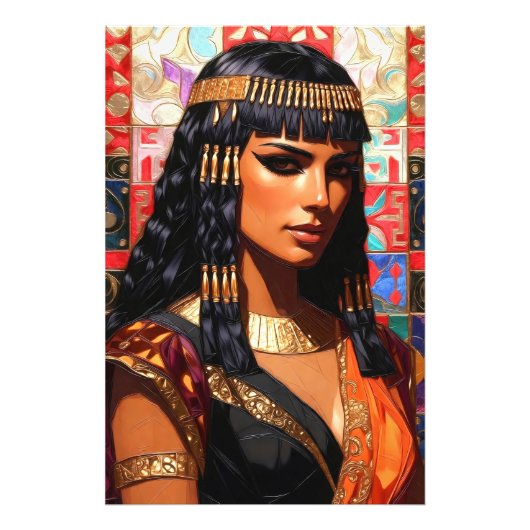 Junge Königin Cleopatra Farbige Porträtkunst Fotodruck (Vorne)