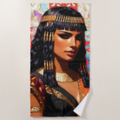 Junge Königin Cleopatra Farbige Porträtkunst Strandtuch (Vorderseite)