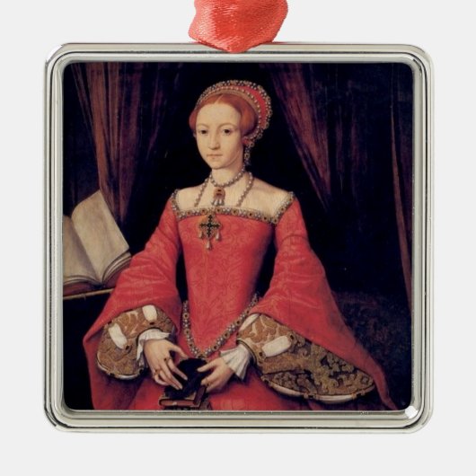 Junge Königin Elizabeth I von England-Verzierung Silbernes Ornament (Vorne)