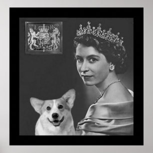 Junge Königin Elizabeth II und Corgihund Poster