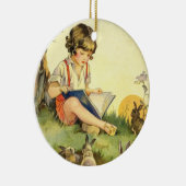 Junge las unter Baum mit Kaninchen Keramikornament (Rechts)