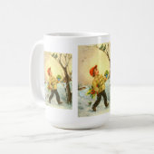 Junge läuft im Schnee Kaffeetasse (Vorderseite Links)