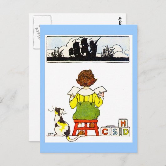 Junge Lesung Postkarte (Vorne/Hinten)