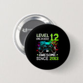 Junge Level 12 freigeschaltet Videospiel 12. Gebur Button (Vorne & Hinten)
