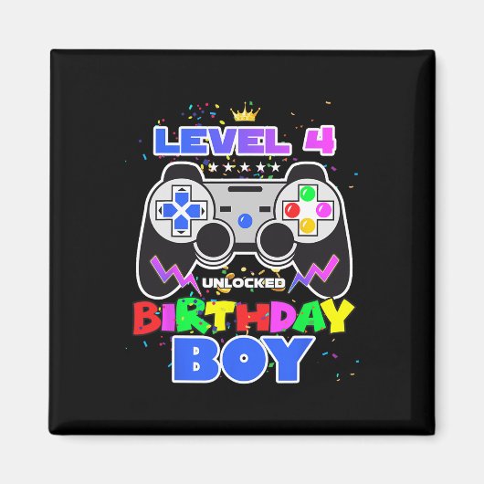 Junge Level 4 Unlock Video Game 4. Geburtstag Game Magnet (Vorne)