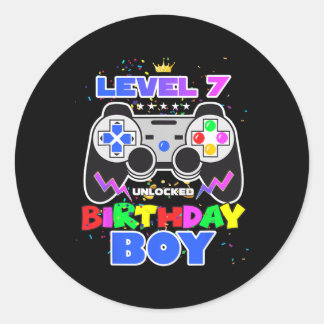 Junge Level 7 Unlock Video Game 7. Geburtstag Game Runder Aufkleber