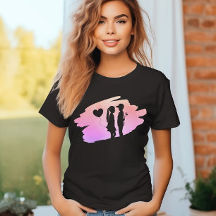 Junge Liebe Mädchen und Junge Silhouette T - Shirt