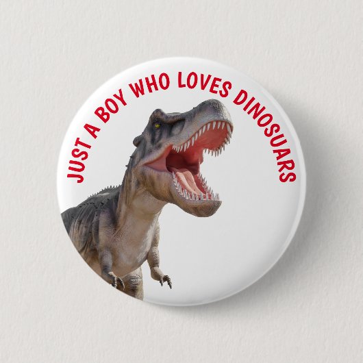 Junge Lieben Dinosaurier Button (Vorderseite)