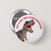 Junge Lieben Dinosaurier Button (Vorne & Hinten)