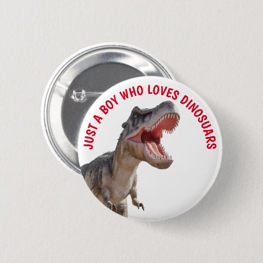 Junge Lieben Dinosaurier Button (Vorne & Hinten)