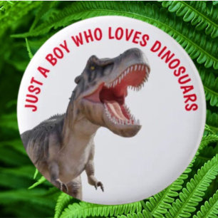 Junge Lieben Dinosaurier Button